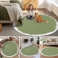 thumbnail image 5 of Round Rugs 8Ft, Sage Green Round Area Rug Washable Indoor Throw Carpet, Farmhouse Solid Color Art Shabby Large Non Slip Circle Rug for Kids Room RV Home Decor Aesthetic, 5 of 8