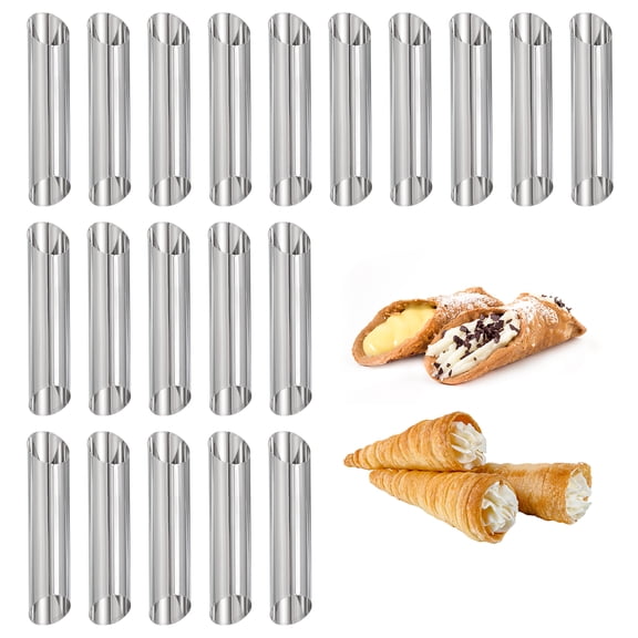 20pack Cream Horn Moulds, 5 Inch Stainless Steel Tubular Shaped Horn Pastry Tube