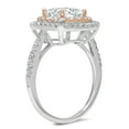 thumbnail image 2 of 2.16 ct Princess Cut Real Genuine Natural Diamond VS1-VS2 G-H 18K White Rose Gold Halo Promise Wedding Statement Engagement Designer Ring size 3.5, 2 of 7