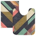 thumbnail image 7 of Yayeee Bath Rugs for Bathroom Floor Set of 2 Non Slip Fluffy Soft Absorbent Mat, Green Geometric, 7 of 7