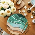 thumbnail image 2 of Round Placemats Abstract Green Brown Waves 15 inch Set of 4 Table Mats for Dining Table Ocean Modern Art Heat Resistant Non-Slip Kitchen & Home Decorative Place Mat Set, 2 of 8