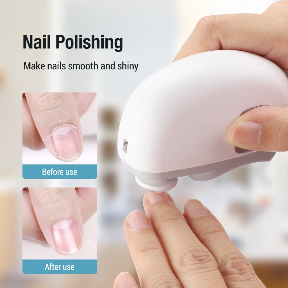 Electric Automatic Nail Clipper with Light & 2 Speeds,Fingernail Cutter and File 2 in 1 Design, Nail Scraps Storage,USB Rechargeable Safety Fingernail Trimmer for Baby, Kids, Seniors and Adult,White