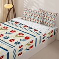 thumbnail image 3 of jejeloiu Folk Floral Zipper Twin Comforter Sets with Fitted Sheet and 2 Pillowcases For Girls,Simple Print Zipper Bedding Set,Red Blue Beige,Reversible,4-Piece, 3 of 7