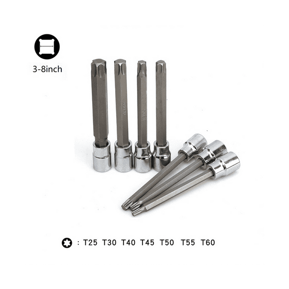 7 Pieces of 3/8 Hexagon Socket Wrench with Inner Hexagon Socket Head and T-Shaped Flower Screwdriver Socket Tool