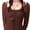 Brown, variant on Women's Y2K Off-Shoulder Square Neck Long Sleeve Top with Front Tie, Trendy Slim Fit Spring/Fall Blouse