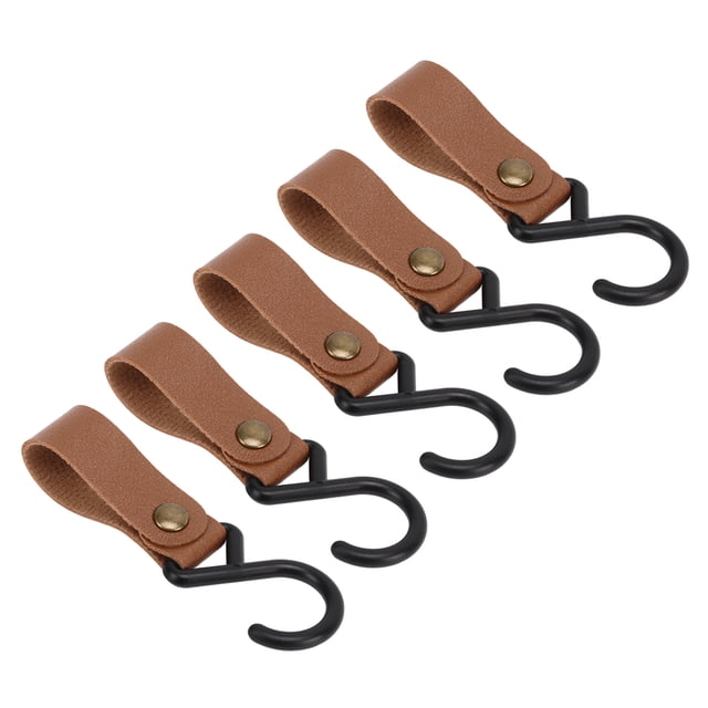 Perchas de cuero en forma de S, 15 piezas Ganchos en forma de S de cuero Correas de cuero con ganchos en S Ganchos para estantes en forma de S de cuero confiables y duraderos