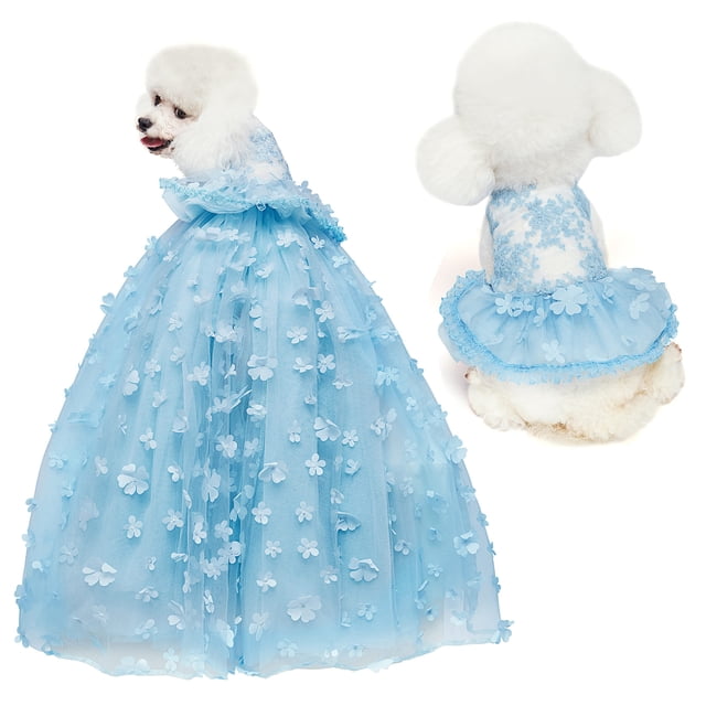 Vestido para perro IVRRISS con falda tutú de encaje azul pequeña