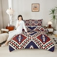 thumbnail image 4 of jejeloiu Retro Aztec Geometric Queen Comforter Set,Vintage Rhombus Triangle Bedding Sets,Red Brown Black Bedding Comforter Set For Men Women,Breathable Home Decor Reversible,3pcs, 4 of 8