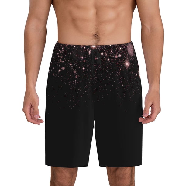 Fotbe Sparkling Pink Night Sky Pantalones Cortos de Pijama para Hombre, Ropa de Dormir, Pantalones de Pijama Cortos para Hombre-4X-Large