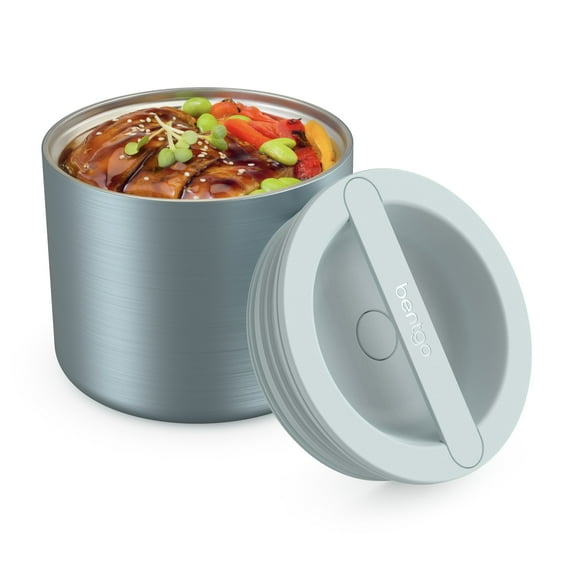 Bentgo Stainless Insulated Food Container - 2.4 Cups (19 oz), Triple-Layer Insulation, Vacuum Seal, Leak-Proof, Built-In Handle, Wide Opening, Premium Stainless Steel, for Cool/Warm Foods (Aqua)