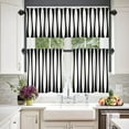thumbnail image 2 of Black Modern Curve Stripes Kitchen Tier Curtains for Windows,Black White Zebra Stripe Blackout Valances Multilayer Polyester Window Treatments for Kitchen 2 Pack 26X24 Inches, 2 of 6