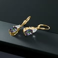 thumbnail image 4 of Gem Stone King 18K Yellow Gold Plated Silver Green Mystic Quartz and Lab Grown Diamond Dangle Earrings for Women | 6.74 Cttw | Gemstone Birthstone | Oval 10X8MM, 4 of 4
