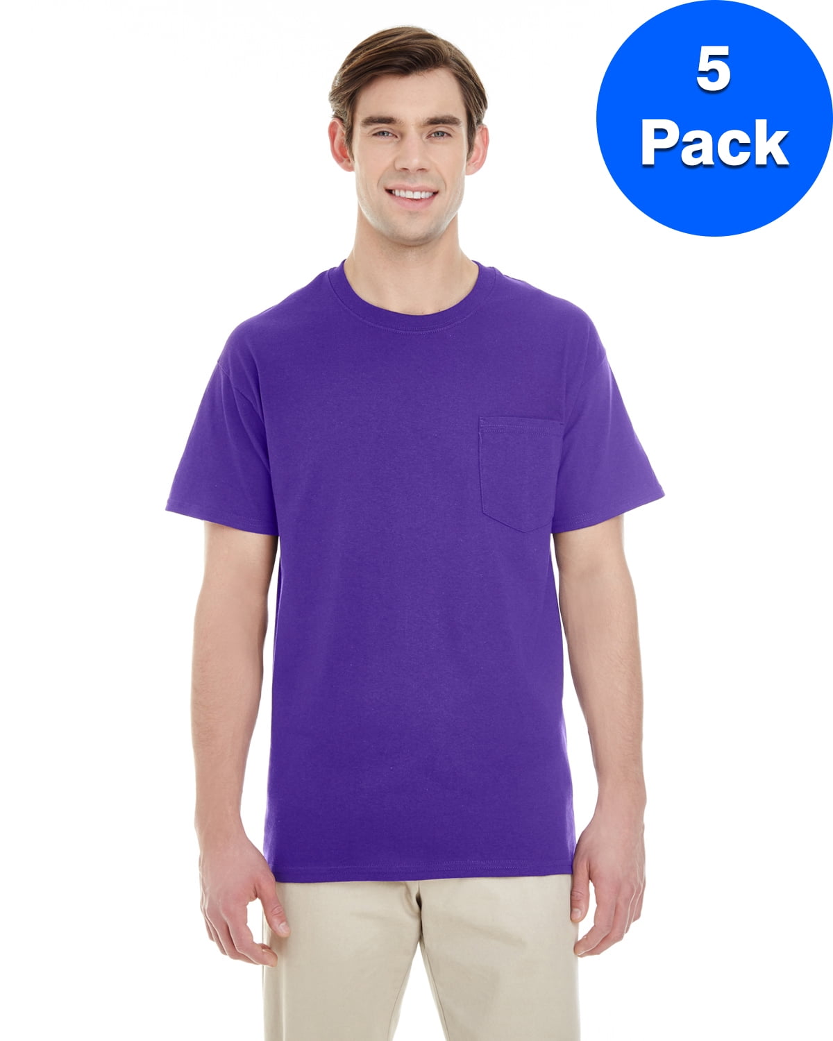 Mens Heavy Cotton T-Shirt with a Pocket 5 Pack - Walmart.com