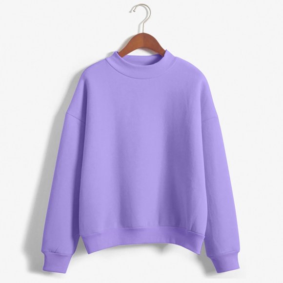 Dowegor Women's Solid Color Round Neck Oversized Sweatshirt Loose Fit Long Sleeve Light Sweatshirt Loose Blouse Women Sweatshirt Long Sleeve Pullover for Women Womens Hoodies Pullover Purple M