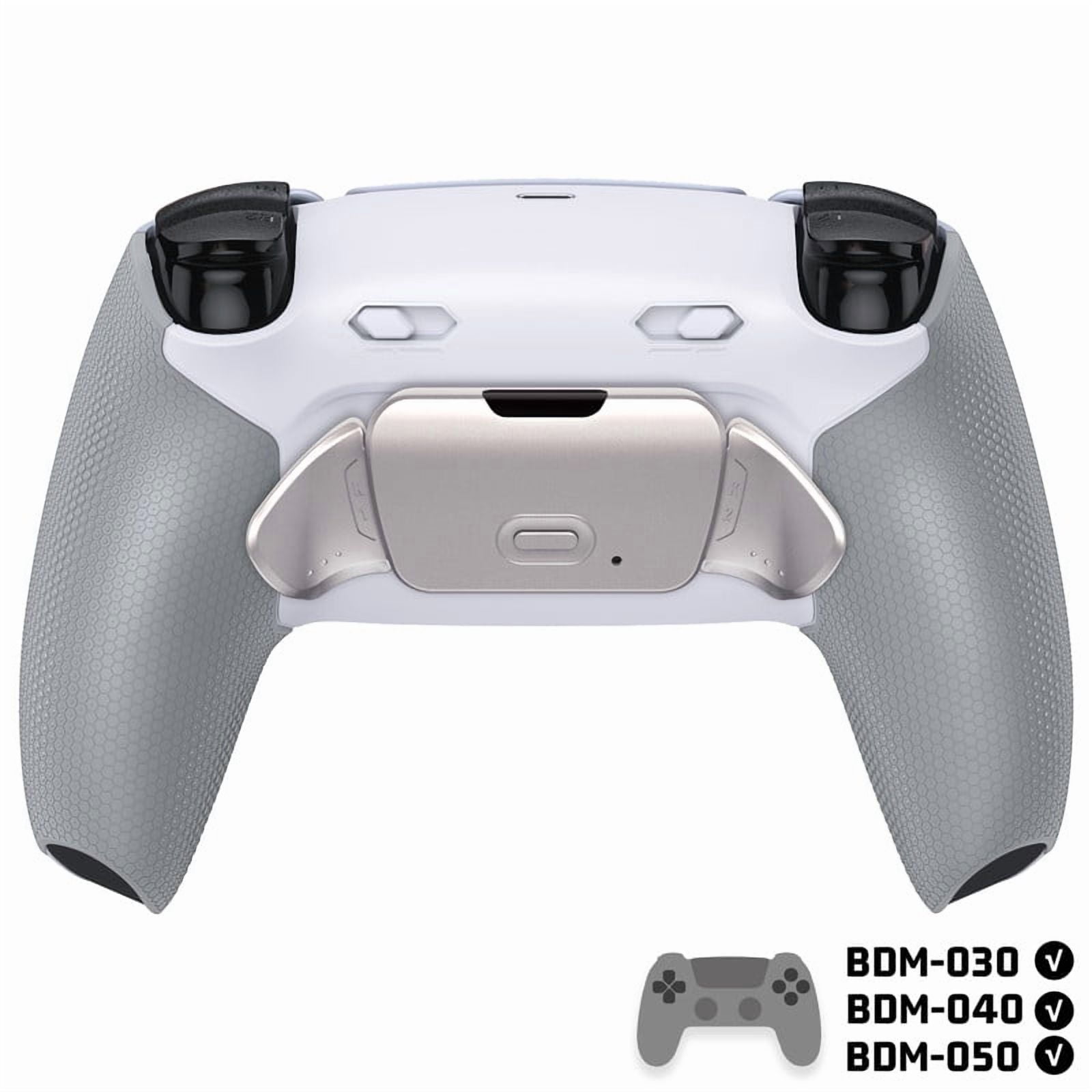 eXtremeRate RISE Plus MAX RMB Back Paddles Kit with Clicky Trigger Stops & Rubberized Grip for PS5 Controller BDM-030 040 050, Remappable Real Metal Back Buttons Kit for PS5 Controller – White Gray