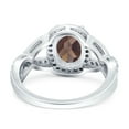 thumbnail image 3 of Natural Chocolate Smoky Quartz Size-8 Oval Vintage Rings Infinity Twisted Shank Halo CZ Wedding Engagement Ring For Women 925 Sterling Silver Gifts For Her, 3 of 6