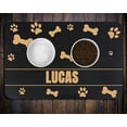 thumbnail image 2 of Personalized Dog Cat Food Mat PU Non-Slip at The Bottom Dog Bowl Mat Dog Mat for Food and Water Custom Pet Dog Food Mats for Floors Waterproof (Golden Bone and paw Prints)17.6×12", 2 of 4