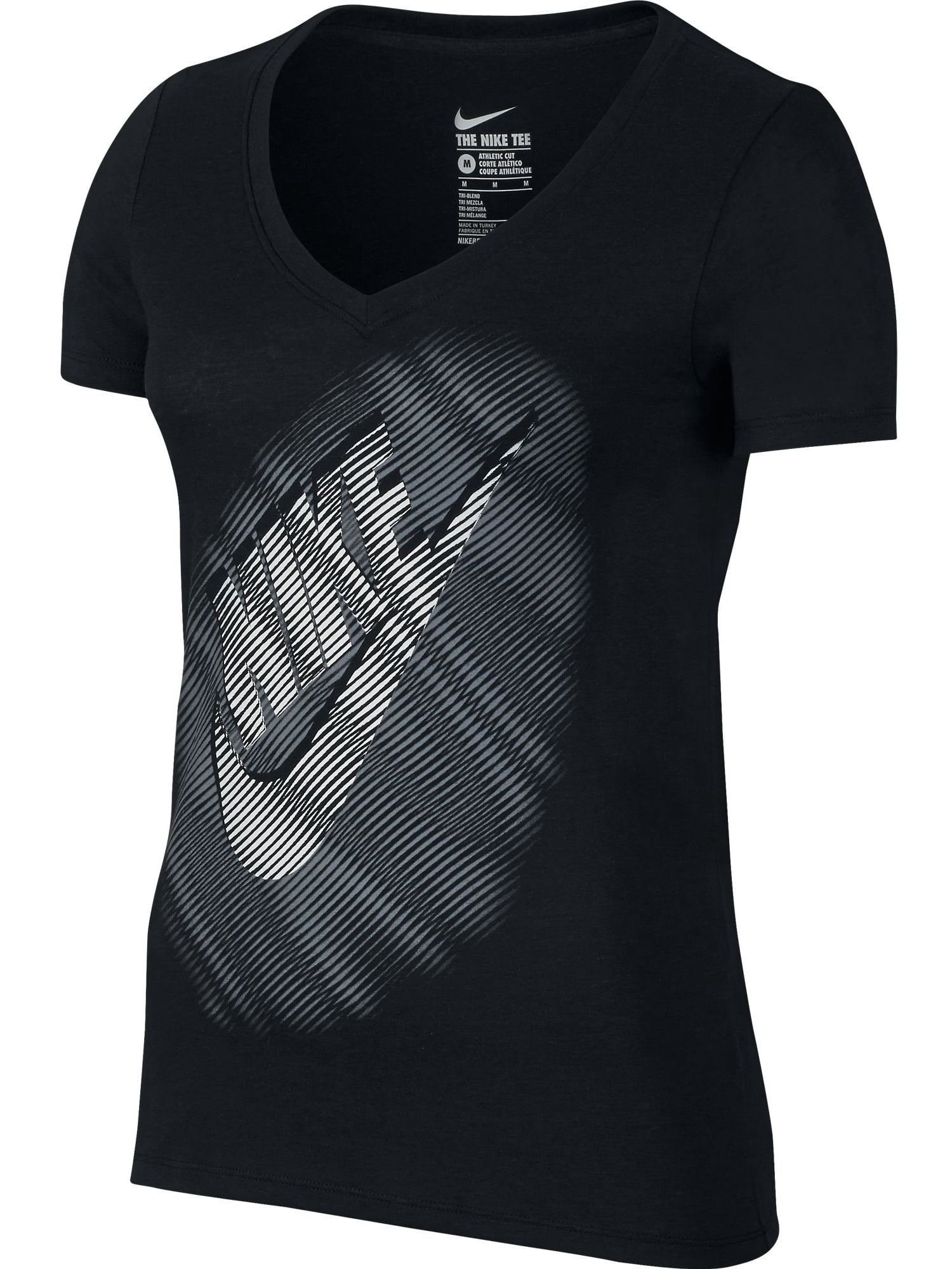 Womens Nike Swoosh Metallic T Shirt Black/Silver, T-Shirts | Nielsen Animal