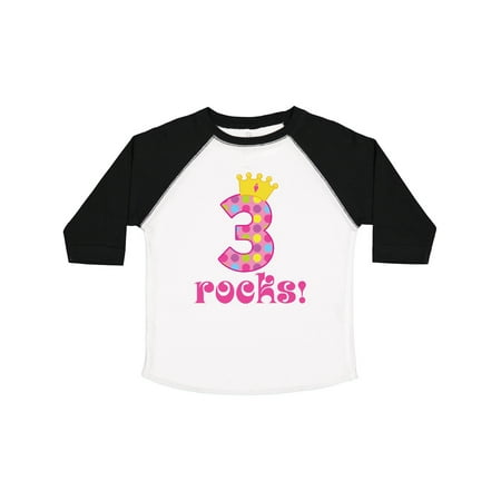 

Inktastic 3rd Birthday Rocks Princess 3 Year Old Girls Toddler T-Shirt