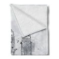 thumbnail image 2 of Watercolor Soft Flannel Fleece Blanket, Skyscrapers Empire State Building Old Wonders of American Architecture Sketch, Cozy Plush for Indoor and Outdoor Use, 70" x 90", Black White, by Ambesonne, 2 of 5