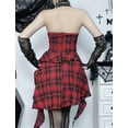 thumbnail image 5 of FEOYA Womens Gothic Plaid Dress Punk Goth Dresses Vintage Y2k Dress Red Steampunk Plaid Dress Irregular Backless Dress Hanging Neck Clothes Sleeveless High Waisted S, 5 of 6