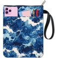 thumbnail image 1 of Funda para libro Sea Wave, color azul, protector de libros, funda de tela lavable con cremallera y bolsillo adicional., 1 of 9