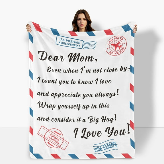 White Fleece Blanket For Mother Featuring Love Design Ideal For Mothers Day And Holiday Gifting Soft Warm Comfortable Ideal For Sofa Bed Travel Camping For Family Friends Shipped From USA
