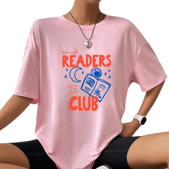 Late Night Readers Club Graphic T Shirt, Book Lover Tee, Funny Reading Tshirt, Bookworm Gift for Women and Readers