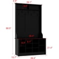 thumbnail image 2 of Homsee Modern Hall Tree with Storage Bench, 4-in-1 Entryway Bench with Coat Rack, Tall Hall Tree with 7 Metal Hooks, Shelves & 10 Cubes for Hallway, Living Room, Black (39.4”L x 15.7”W x 68.5”H), 2 of 14