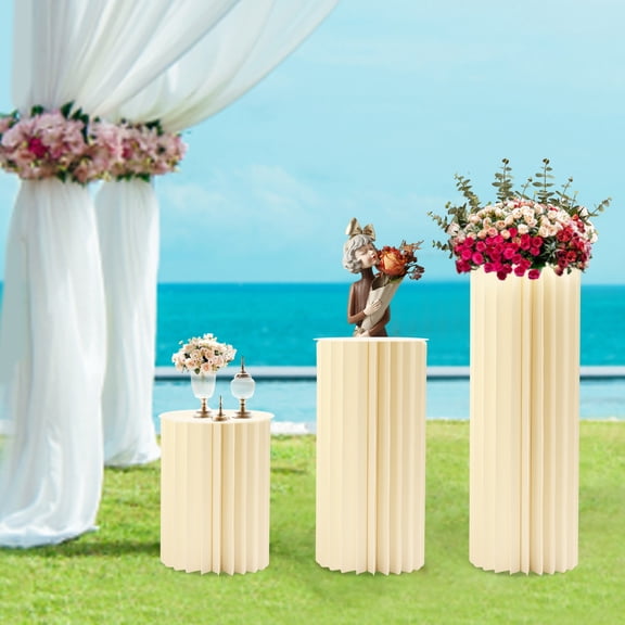 3pcs Cylinder Flowers Stand, Dessert Table, Columns Display for Wedding Party Garden Decoration Photography Background