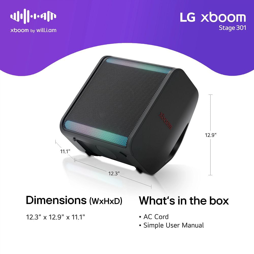 LG xboom Stage 301 | Bluetooth Speaker | xboom Signature Sound by will.i.am for Parties and Performances