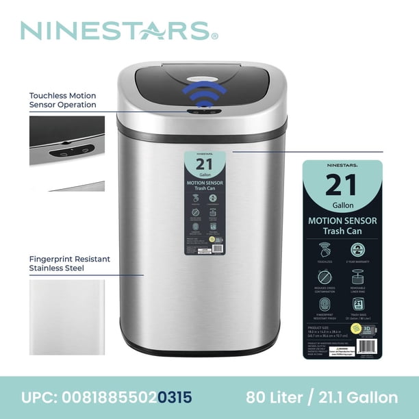 Nine Stars Large 21.1 Gallon Touch Trash Can, Automatic Motion