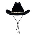 thumbnail image 2 of Women's Western Cowboy Hat Rhinestone Cowboy Cowgirl Hat Glitter Wide Brim Felt Fedora Hats Unisex Rolled up Caps Black One Size, 2 of 6