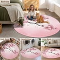 thumbnail image 5 of Pink Cherry Flower Round Area Rug 6Ft Washable Circle Rugs for Bathroom Office, Spring Watercolor Blooms Floral Branch Non-Slip Carpet Floor Mats Indoor Outdoor Carpet Runner Aesthetic Home Decor, 5 of 8