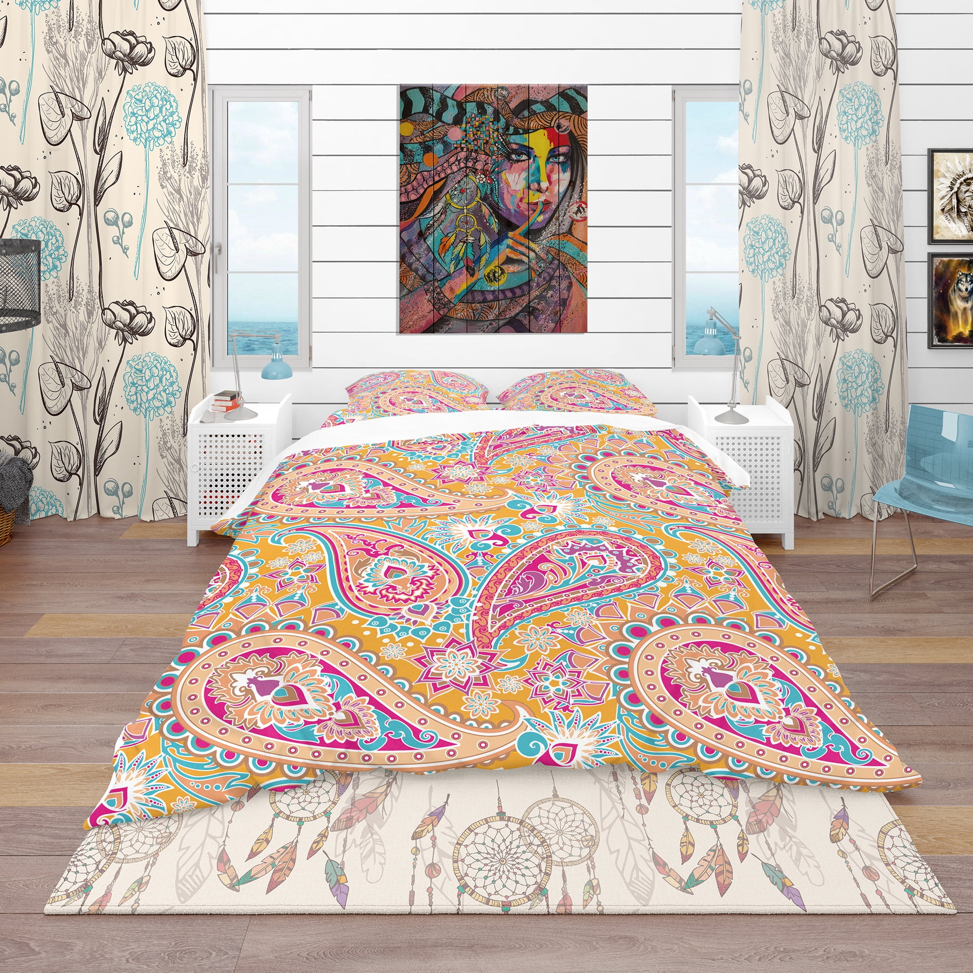 Designart 'Pattern Based on Paisley' Vintage Duvet Cover Set