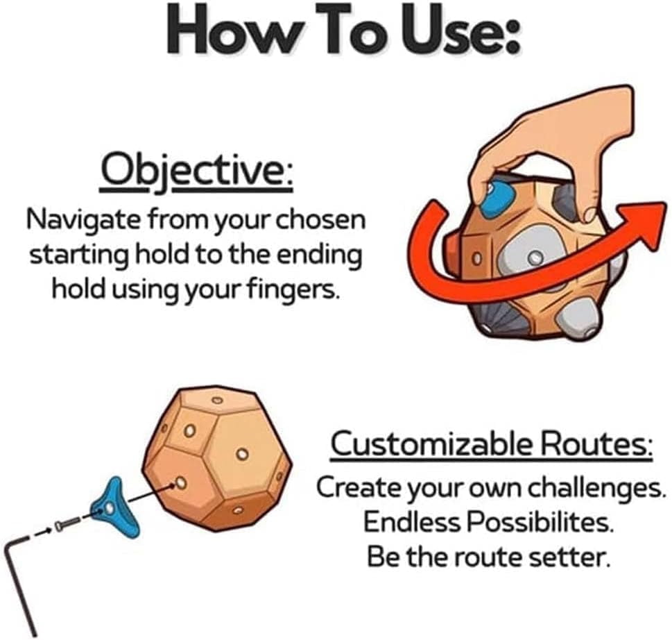 Rock Climbing Grip Trainer Block with Realistic Stone Texture, Portable Finger Strengthener