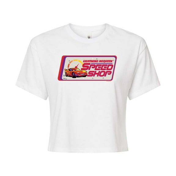 Disney Cars - Lightning McQueen Speed Shop - Juniors Cropped Cotton Blend T-Shirt
