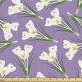 thumbnail image 1 of Floral Fabric by the Yard Upholstery, Crocus Bouquets Blooming Botanical Garden Petals Fragrance Season Pattern, Decorative Fabric for DIY and Home Accents, Violet Green Cream by Ambesonne, 1 of 5