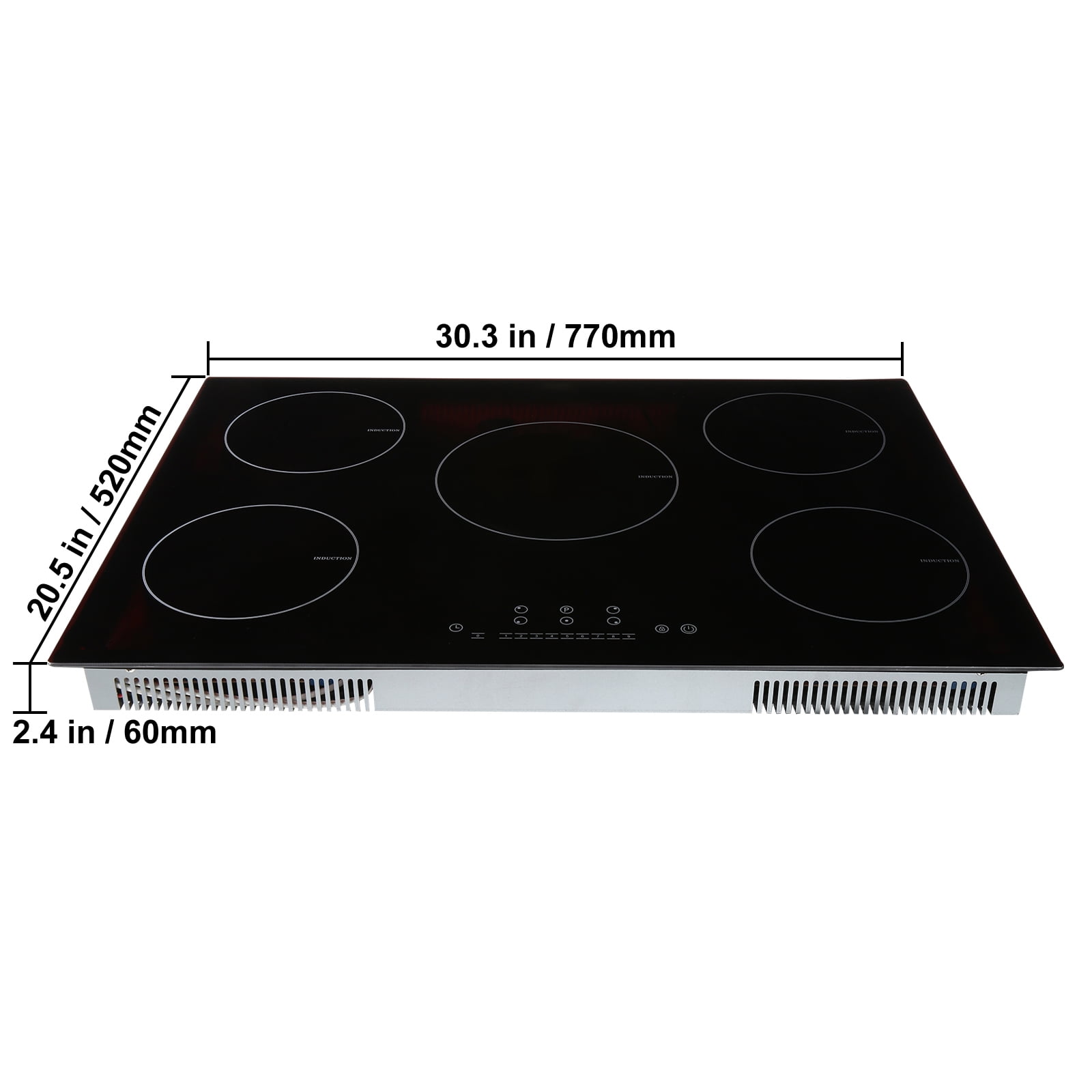 KFFKFF Induction Cooktop, 5 Heating Elements, 30'' Electric Stove, Integrated Magnetic Cooktop 9200W, 9 Heat Settings, LED Touch Display with Child Safety Lock & Overheat Protection