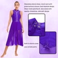thumbnail image 5 of Aislor Women Shiny Rhinestone Sleeveless Dance Performance Costume Back Keyhole Maxi Dress Purple XXL, 5 of 7