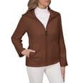 thumbnail image 5 of Loopsun Womens Outerwear Jackets, Winter Fleece Coats for Women, Women's Casual Solid Color Full Zipper Fleece Jacket Outerwear Coffee, M, 5 of 5