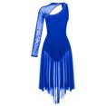 thumbnail image 4 of Alvivi Lyrical Dance Dress for Women One Shoulder Mesh Skirt Leotard Contemporary Dance Costume Royal Blue S, 4 of 7