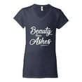 thumbnail image 2 of Wild Bobby Beauty From Ashes Isaiah 61:3 Inspirational/Christian Women Standard V-Neck Tee, Navy, Medium, 2 of 5