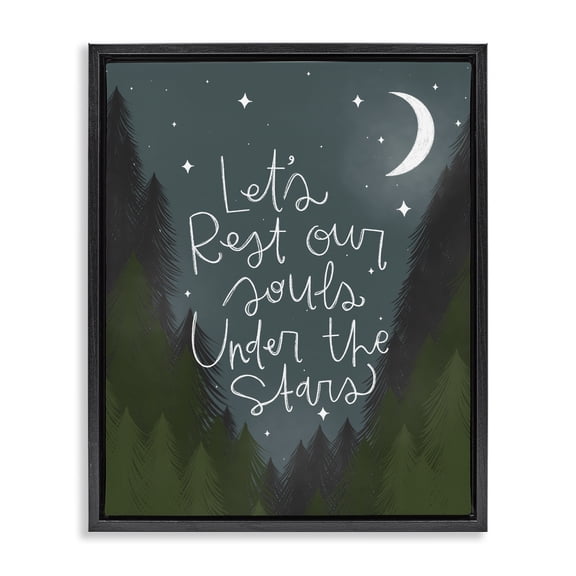Stupell Industries Cottage Rest Our Souls Under Stars Black Floating Frame Canvas Art, 17 x 21, by Mandy Ford Art Illustration