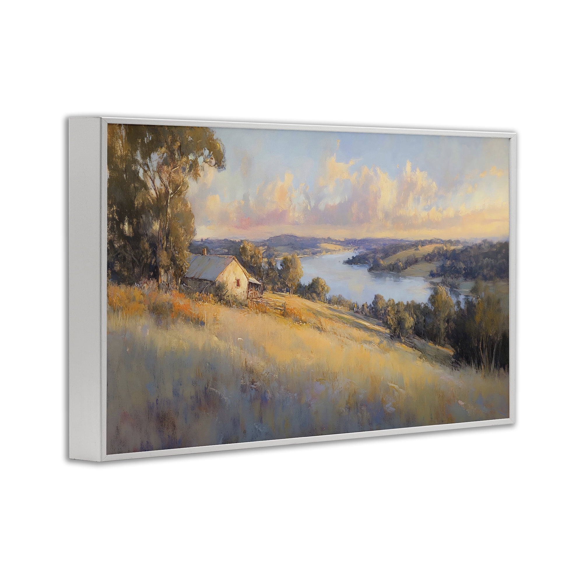 Stupell Industries Hilltop Cottage in Sunset Glow White Framed Giclee Art, design by Creative Studio