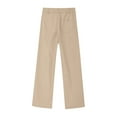 thumbnail image 5 of Lenpel Girls' Dress Pants Elastic High Waisted Straight Leg Twill Casual Trousers School Pants with Pockets 7-16 Y, 5 of 7