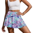 thumbnail image 2 of Xoenoiee Colorful Mermaid Scales Print Women's High Waisted Tennis Skirts Pleated Athletic Golf Skorts with Built in Shorts for Workout Running Pickleball, M, 2 of 6