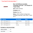 thumbnail image 2 of Rear Left Reflector Assembly - Compatible with 2007 - 2015 Mazda CX-9 Sport Utility 2008 2009 2010 2011 2012 2013 2014, 2 of 2