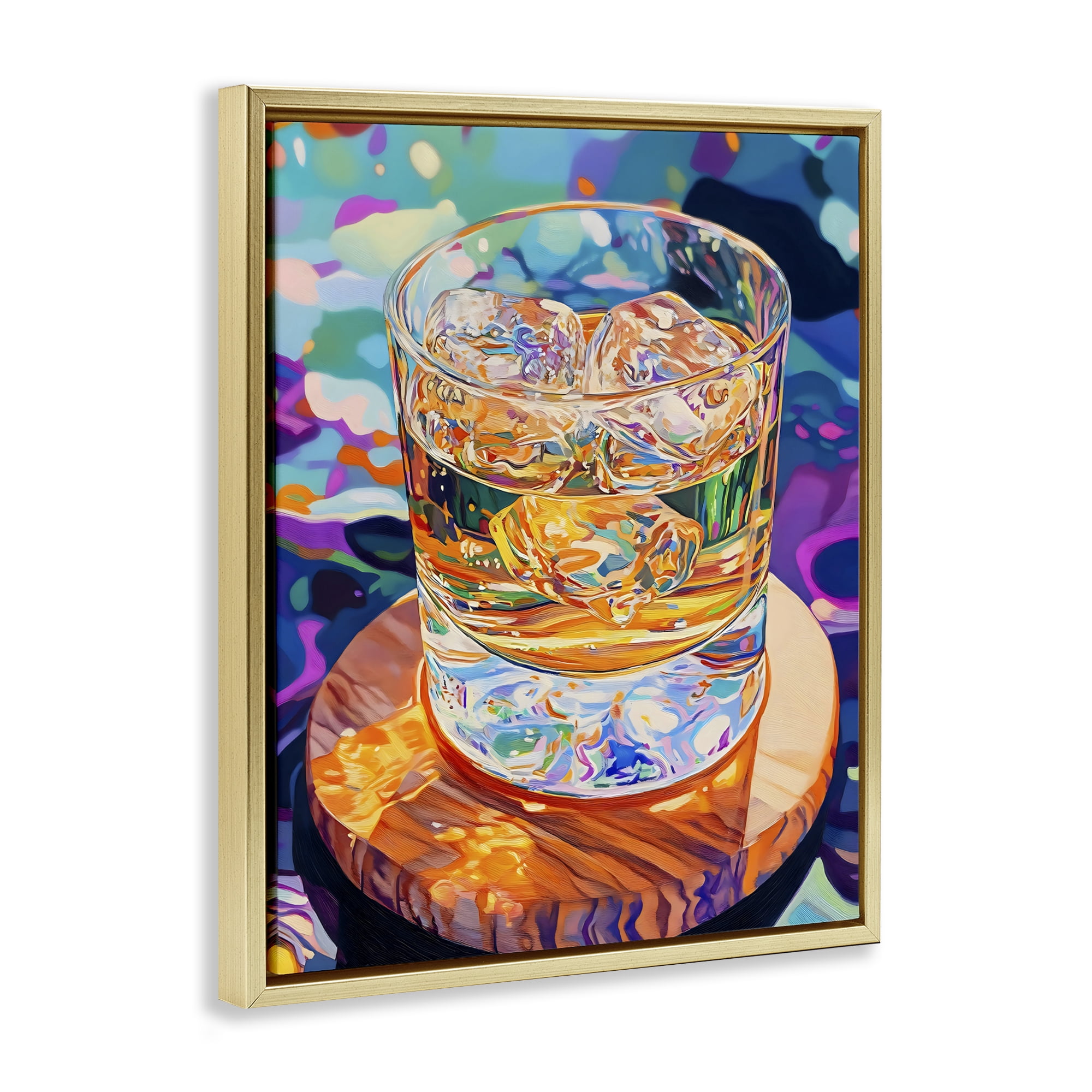 Stupell Industries Ice Cold Glass Reflections Gold Framed Floater Canvas Wall Art, design by Creative Studio