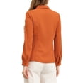 thumbnail image 3 of CURVOSPORT Chemise Boutonnée pour Femmes Col Peter Pan Manches Longues Blouse Ligne Princesse S Caramel, 3 of 7